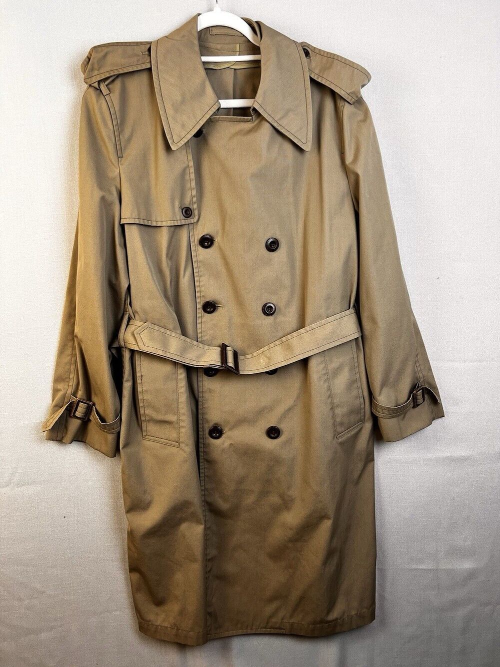 London Fog Trench Coat Men's 40 Tan Overcoat Business Academia City No Liner